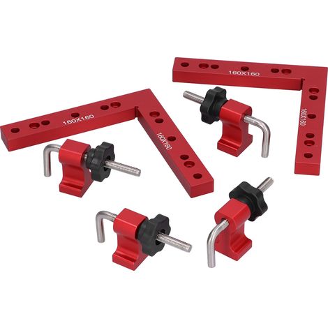 Serre-joint d'établi à angle droit 90° pour menuiserie, gabarit de positionnement de panneau 160x160mm, outil de fixation (1/5)