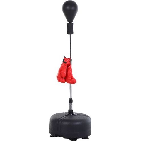 Set da boxe con sacco, set per allenamento di boxe in piedi, altezza regolabile da 136 a 154 cm, con 1 paio di guantoni. Adatto a professionisti e principianti. Nero. Disponibile in loco. (1/5)