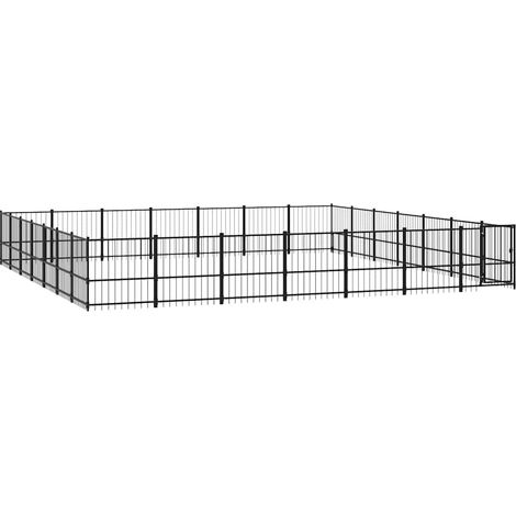 Maison Exclusive - Outdoor-Hundezwinger Stahl 46,1 m² (1/5)