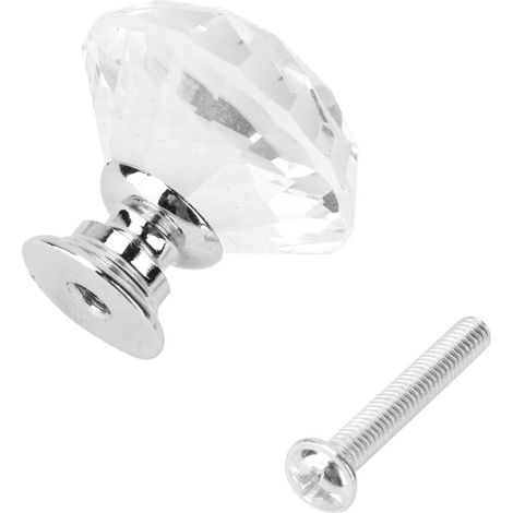poignée de porte/tiroir en verre cristal en forme de diamant de 30 mm (transparente) (1/5)