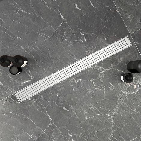 60cm Linear Shower Drain Square Pattern Stainless Steel Wetroom Channel Gully Trap Waste