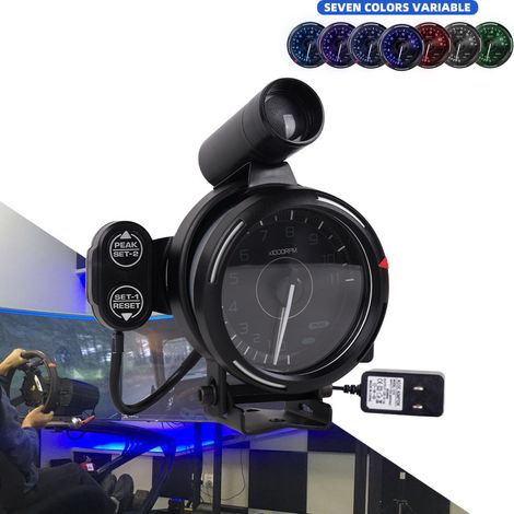 Pièces de modification automobile : tachymètre 80 mm, 11 000 tr/min, fond 7 couleurs, compatible avec les jeux de course sur PC. (1/4)