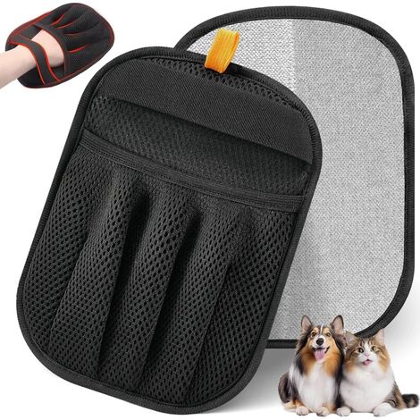 Gant anti-poils d'animaux, lot de 2 gants électrostatiques pour chiens et chats, aimant à poils double face, réutilisable (1/4)