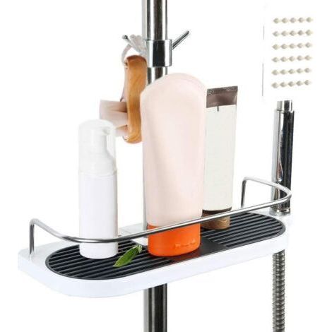 Etagère Douche, Rangement Douche, Support Savon Douche sans Perçage, Porte Shampoing Douche Rangement et Organisation de La Salle de Bain, Panier Gel Rangement Adapté Le Rail de 19mm-2 (1/2)