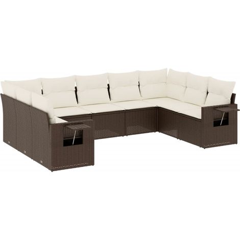 Maison Exclusive - Set de sofás de jardín 9 pzas y cojines ratán (1/3)