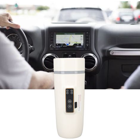 Tragbarer elektrischer Wasserkocher fürs Auto, multifunktional, intelligentes digitales Display, einstellbare Temperatur, Reisewasserkocher, 24 V, aprikosenweiß. (1/5)
