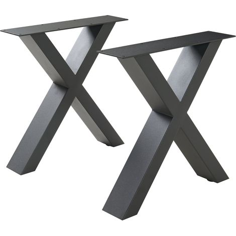 Lot de 2 pieds de table meuble moderne design 42 x 40 cm acier noir