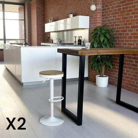 Tabouret de bar réglable métal blanc (lot de 2) LEEDS (1/5)