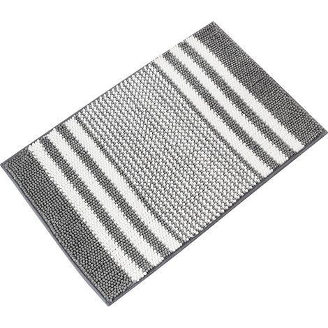Tappetino da bagno antiscivolo e assorbente, in morbida microfibra chenille, lavabile in lavatrice, 40 x 60 cm, grigio (1/5)