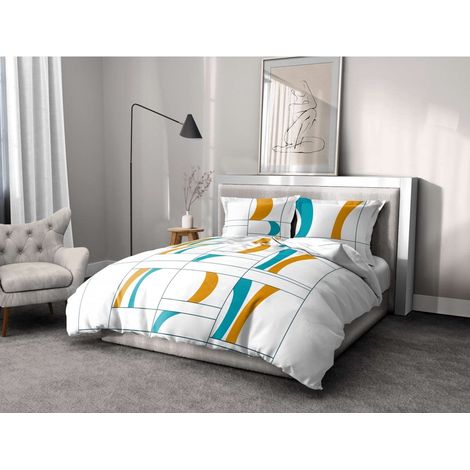 Home Linge Passion - ATTOLL Parure copripiumino bianco 100% cotone colori - blu, materiale - 100% cotone, misure - 240 x 260 cm (1/4)
