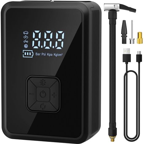 Compresseur à Air Portatif Gonfleur pneus Voiture Compresseur Voiture 150PSI Type-C USB Charge Affichage Lumière LED avec Sac de Rangement (1/5)