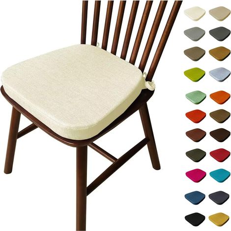 Galette De Chaise avec Attaches, 3/5/8 Epaisseur 40x38/43x40/43x42cm Coussin de Siège Lavable, Antidérapant, Galette De Chaise Dehoussable D'Interieur/Exterieur(E3,43X42X335cm)