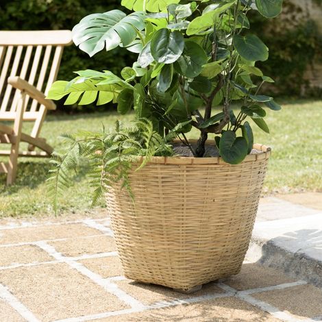 HECTOR - Pot de fleur rond 60x60cm en bambou naturel (1/5)