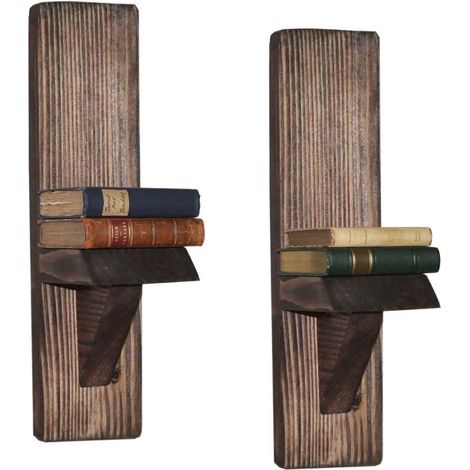 Regal Seveso, 2 Ablagen, Handgefertigt, Fichte, Nuancenfarbe Nussbaum, 33x9x9h cm Braun Nuss