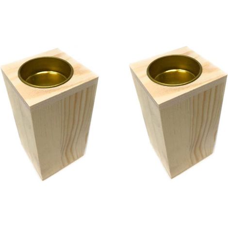 2 portacandele in Legno tealight per Decorazione Eventi 6x12 cm Personalizzabili con decoupage Idea Regalo (1/4)