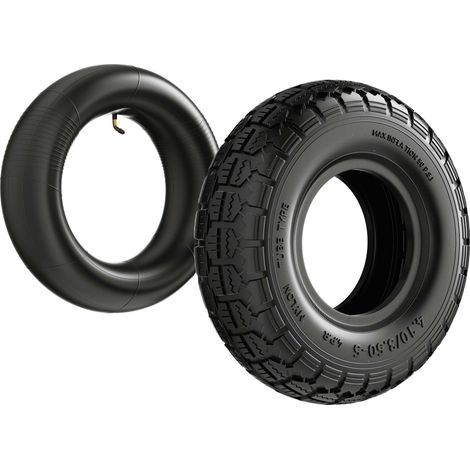 Wiltec Reifen für Aufsitzmäher 11x4.10/3.50-5 4pr mit Schlauch und Winkelventil Komplettrad Rasentraktor