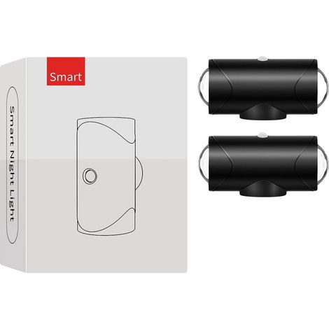 Luz nocturna con sensor de movimiento, recargable, con cambio de color, color negro, 2 unidades. (1/2)