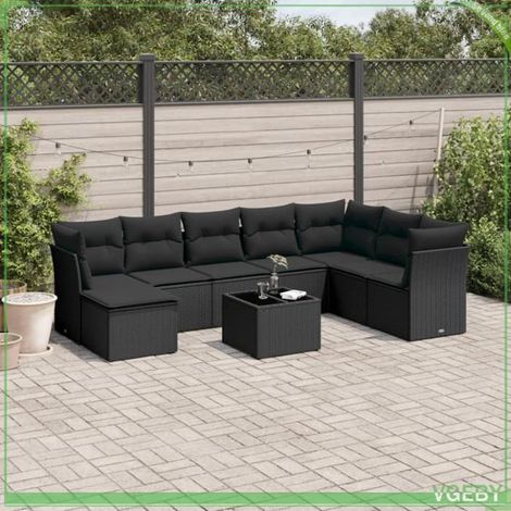 Salon de jardin - 3249894 - 9 pièces - Résine tressée noir - Rangement avec sac étanche (1/3)