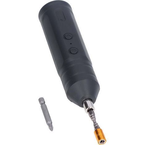 Tournevis électrique sans fil rechargeable USB Type-C 3.6V kit compact ABS noir argent or 18650 2600mAh avec 2 embouts (1/5)