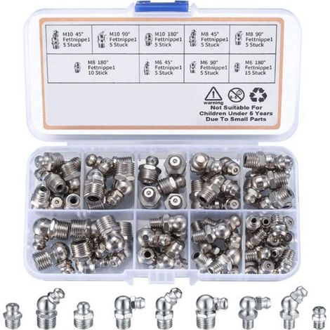 Kit di 60 ingrassatori M6/M10 con custodia in plastica, per la manutenzione meccanica (1/5)
