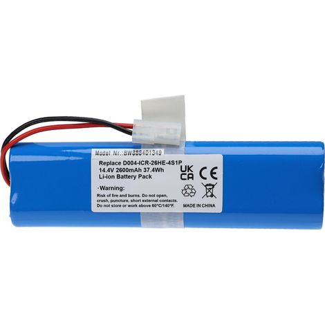 vhbw batteria sostituisce 360 D004-ICR-26HE-4S1P per aspirapolvere (2600mAh, 14,4V, Li-Ion)