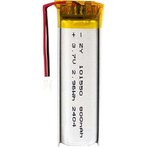 101550 polymer lithium battery, 800mAh, rechargeable 3.7V lithium battery for beauty devices and massagers. (1/4)