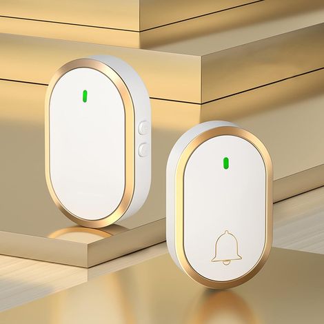 Sonnette sans fil, mini sonnette sans fil avec 60 mélodies, 4 niveaux de volume, sonnette Plug and Play-AquaForge