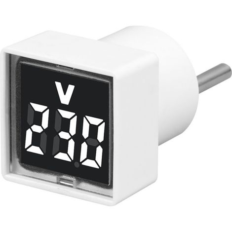 Multiprise Convertisseur EU ,Voyant lumineux d'un voltmètre numérique domestique de type prise européenne carrée,Blanc (1 pièce) (1/5)