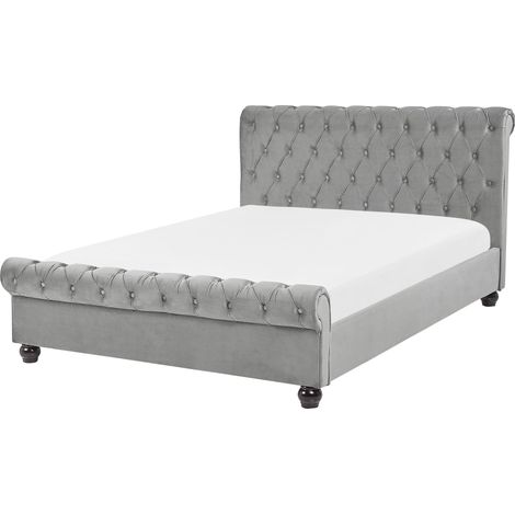 Bed Velvet AVALLON 140 x 200 cm (EU Double) Grey