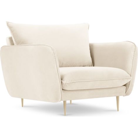 Fauteuil en velours beige clair (1/5)