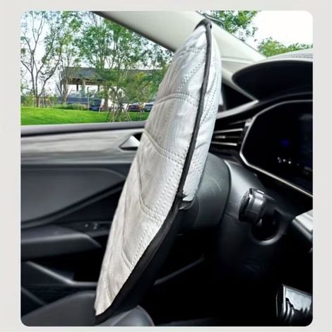 Housse volant matelassée noir, losanges, pare-soleil, protection chaleur, voiture (1/5)