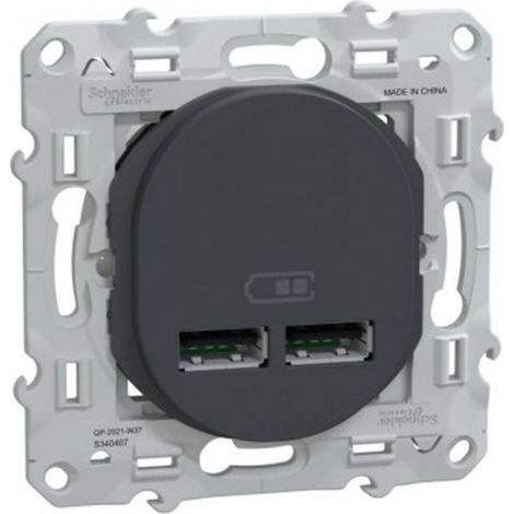 Ovalis - double chargeur USB A+A 10,5W - Anthracite (S340407) (1/4)