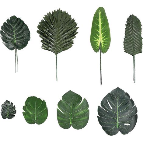 Set mit 68 künstlichen Monstera-Blättern, 8 künstliche Palmenformen mit Stiel (1/5)