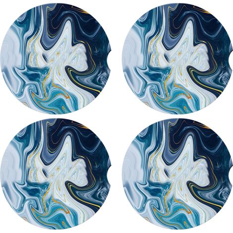 Dessous de verre en marbre absorbant, style moderne abstrait, en céramique, avec dos en liège et paillettes. (1/5)
