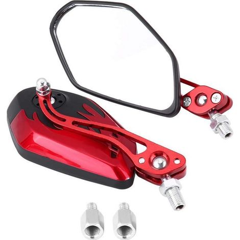 Motorrad Roller Spiegel Set Flammenmuster Universal 8mm Rot/Gelb/Blau/Schwarz (1/5)