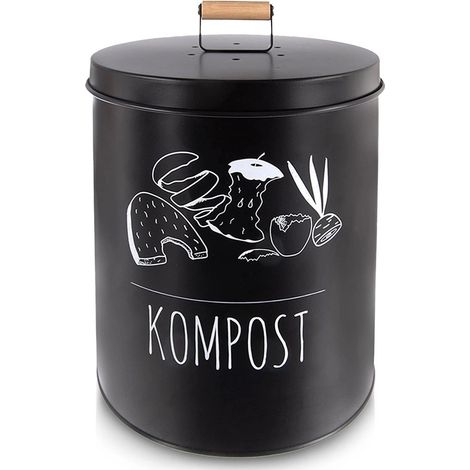 Kitchen Compost Bin with Carbon Filter, 8L Metal Black (1/5)