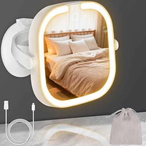 Beleuchteter, doppelseitiger Vergrößerungsspiegel 30x/1x, 3 einstellbare Farben, 2000mAh LED, 360°-Drehung (weiß)