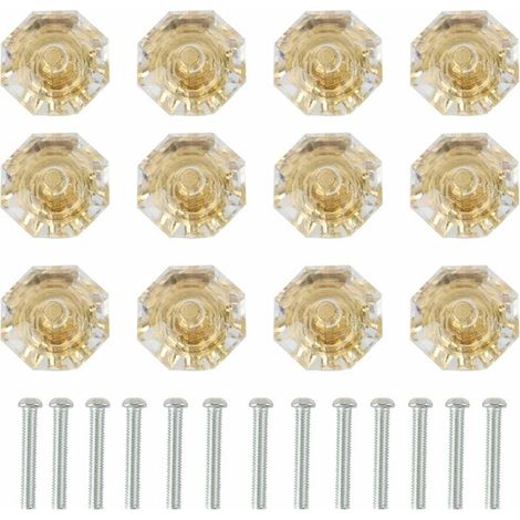 Lot de 12 boutons et poignées transparents en acrylique pour tiroirs de meubles. (1/5)