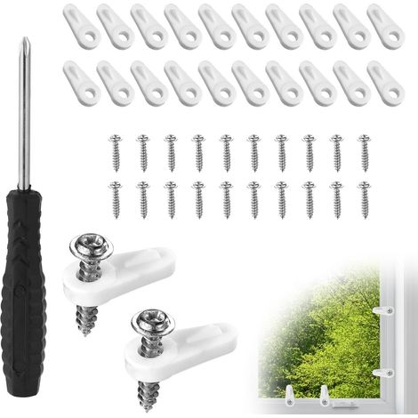20pcs Clips pour Moustiquaires, PL 7909 Clips Fenêtres Anti-Tempête avec Vis Fixations Porte Moustiquaire pour Sécuriser Moustiquaires et Portes Desserrées Quincaillerie DIY (Blanc) (1/5)