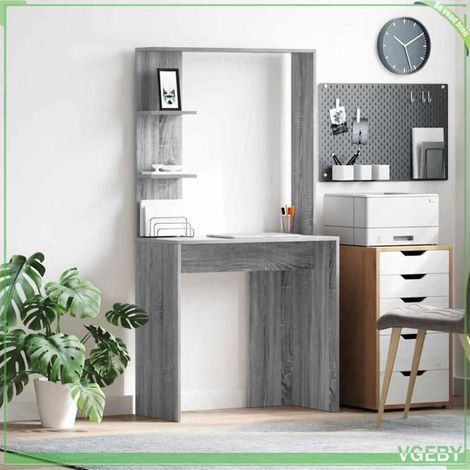 Bureau - ABI - Gris sonoma - Bois d'ingénierie - 2 étagères - 78,5 x 37 x 154,5 cm (1/5)