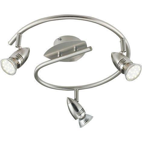 "Spot plafoniera SUNNY in metallo nichel con tre punti luce orientabili e lampadine incluse" (1/2)