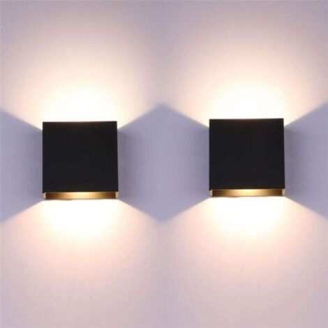 2er-Pack Wandleuchte für den Innenbereich, 12 W, 10 x 10 x 10 cm, LED, dekorative Wandlampe, warmweiß, für Schlafzimmer, Flur, Wohnzimmer, Schwarz