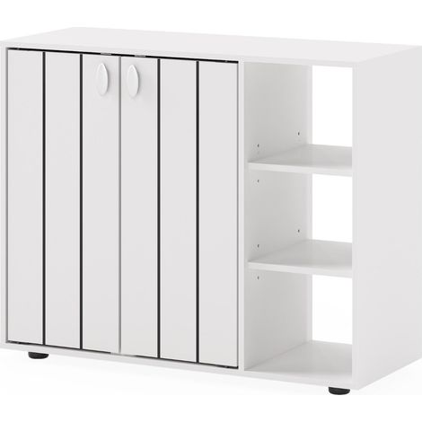Meuble à chaussures 80 x 31 x 64,5 cm espace de rangement personnalisable design épuré en MDF blanc