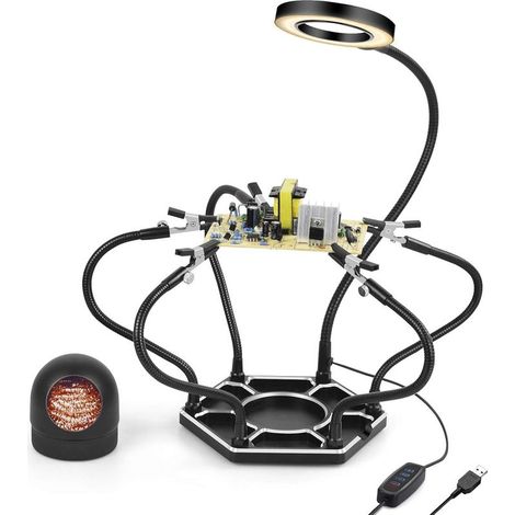 Troisieme Main Soudure avec 6 Bras Flexibles et 3X Loupe, pour Réparation Électronique Modelisme Loisirs (1/5)