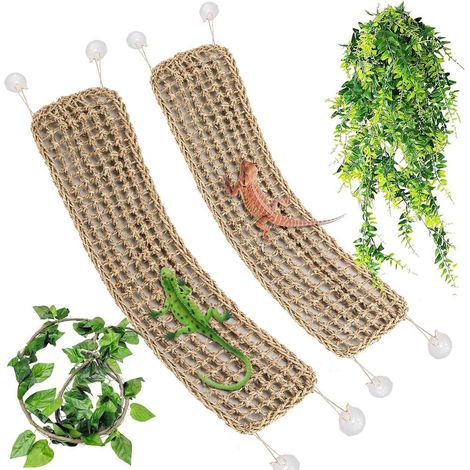 Hamac pour reptiles en jonc de mer, plateforme d'escalade avec ventouse pour dragon barbu, geckos, caméléons et serpents