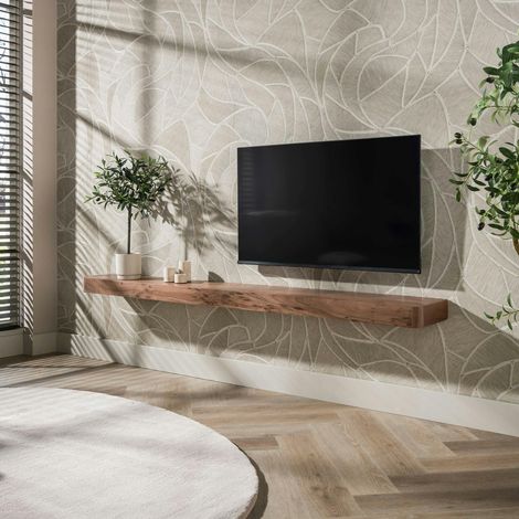 Etagère murale bois foncé plateau épais 200 cm NAKO (1/4)