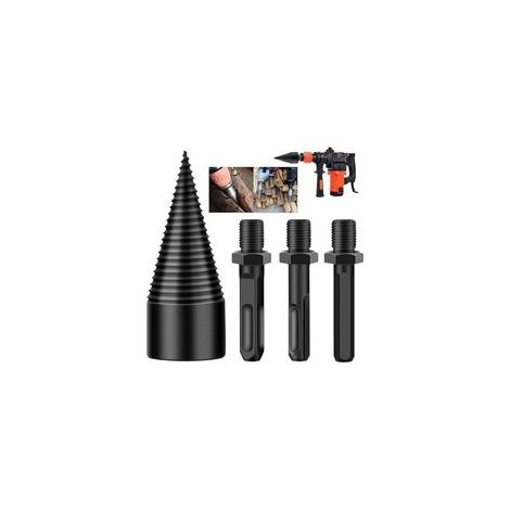 Mèche à bois pour perceuse, Fendeur de bûches de bois de chauffage 3 pièces foret cônes amovibles allumer du bois fendre des bûches forets perceuses électriques robustes tournevis à cône hexagonal + c