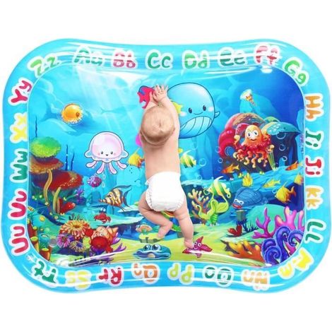 Grand Tapis d'Eau Bébé 95x76cm XXL Tapis jouets Eau d'Eveil pour Bébé de 3 6 9 12 Mois Tapis Sensoriel Bébé Eau Gonflable Water Mat (1/4)