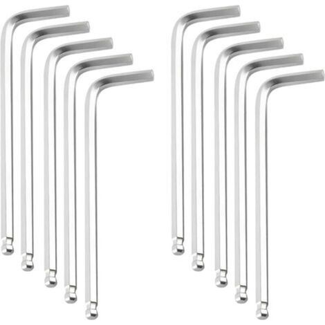 10 Pieces 2mm Ball End Hex Keys, L-Shaped Long Arm, Allen Key for Home Repair, Machinery Repair (1/5)