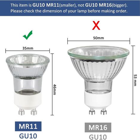8er-Pack Mini-GU10-Halogenreflektorlampen (35 W), dimmbar, MR11-Halogen-Spotlampe, 360 lm, warmweiß (2800 K), 45° Abstrahlwinkel, 2-Pin-Sockel, Reflektorlampe, 230 V Wechselstrom (1/5)